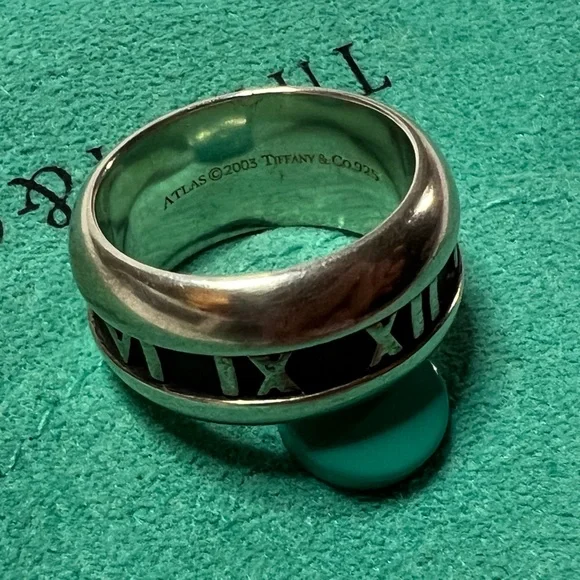 Tiffany Silver Atlas Roman Numeral Wide Band Ring